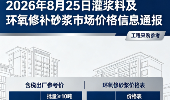 邻水2026年8月25日灌浆料及环氧修补砂浆市场价格信息通报